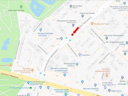 Ситилайт  в Киеве, 1.8x1.2  Гаврилишина вул. (колиш. вул. Василевської), 10 - вул. Ярмоли, роздільник, в бік просп. Берестейський (Перемоги) схема
