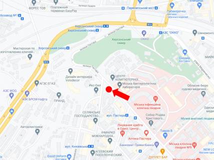 Бэклайт  в Одессе, 2.3x3.14  Пастера вул. - вул. Старопортофранківська, з центру схема