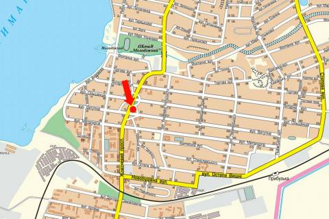 Билборд  в Николаеве, 3x6  Богоявленський пр. (кол. Жовтневий пр.) / Сагайдачного вул. (кол. Ватутіна вул.), з центру схема