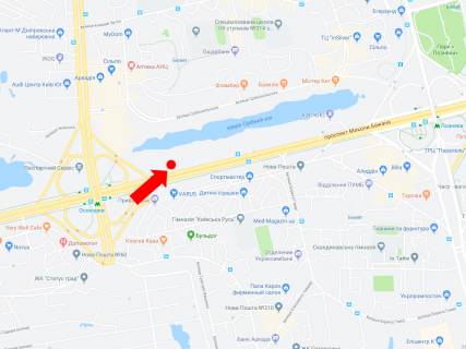 Білборд, Бігборд (Борд)   у Києві, 3x6  Бажана пр., 1Л, біля ТЦ "Park Plaza", між ст.м. "Позняки" і "Осокорки", в сторону Харківської пл. схема