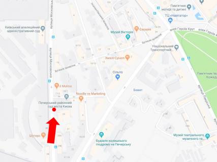 Сiтiлайт  у Києві, 1.8x1.2  Князів Острозьких вул. (Московська)., 23, в сторону ст. м. «Арсенальна» схема