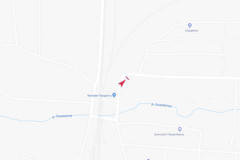 Billboard A in Kup'yansk-Vuzlovy, 3x6  смт Куп'янськ-Вузловий, виїзд, магазин продукти, церква scheme