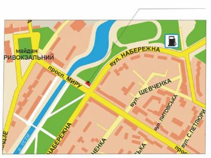 Призма A в Ровно Набережна вул. - Миру пр., права - 297644 схема