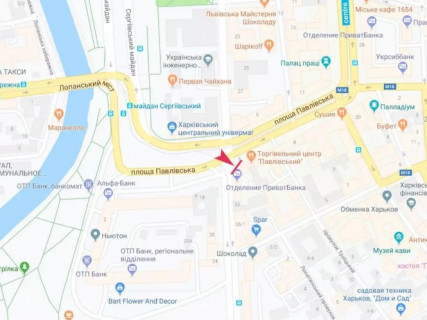 Видеоборд A в Харькове, 7x9  Павлівська вул., 6, торець, ТЦ "Павлівський", навпроти ЦУМу, в центр - 667846 схема