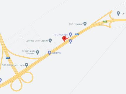 Билборд A в Самар (Новомосковск), 6х3  Автошлях Дніпро - Павлоград (М-30), розвилка на м. Харків, м. Самар (Новомосковськ), біля АЗС УКРНАФТА, рух у бік м. Дніпро схема