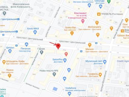 Ситилайт A в Николаеве Центральний просп. (Леніна просп.)., 71А - Соборна вул. (Радянська) ., перший схема