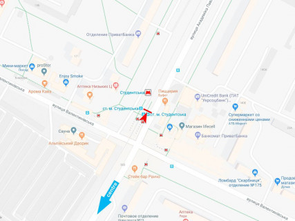 Ситилайт B в Харькове, 1.8x1.2  Павлова вул., 307, зупинка "ст.м. Студентська", з центру схема