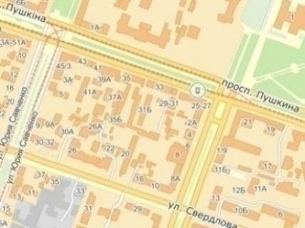Сiтiлайт  у Дніпро (Дніпропетровськ), 1.8x1.2  Українки (кол. Пушкіна) пр., 27, піцерія "Челентано", магазин "Сім'я" схема