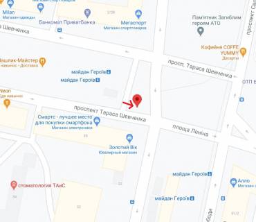 Билборд B в Каменское (Днепродзержинск) Свободи пр. - Шевченка пр. схема