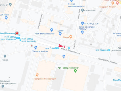 Билборд B в Харькове, 3x6  Тарасенка (кол. Плеханівська) вул., 135/139 - Соїча вул., з центру схема