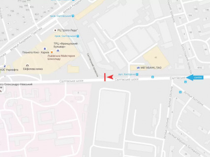 Билборд A в Харькове, 3x6  Салтівське шосе - Салтівський пров., в центр схема