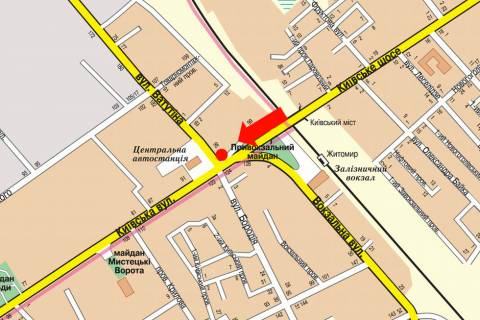 Prismatron, Prism A in Zhytomyr, 3x6  Kiivs'ka st. / Nezaleznosti av. (kol. Vatutina st.), bila avtovokzalu, na svitlofori, v centr - 18503 scheme