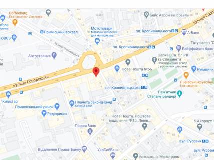 Видеоборд A в Львове Городоцька вул., 141/143, аптека "Мед Сервіс", №Л001, прайс за ролик 10 сек 1 вихід/5 хвилин, з 8:00-22:00. Розрахунок для інших параметрів трансляції уточнюйте у менеджера. - 301440 схема
