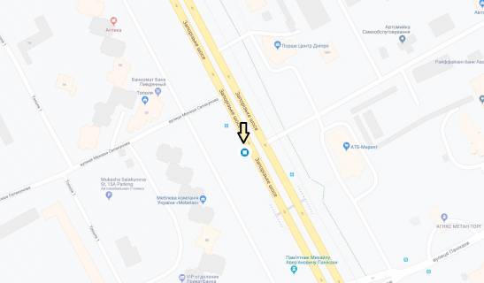 Билборд A в Днепр (Днепропетровск) Запорізьке шосе, 60 схема