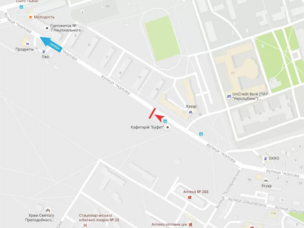 Билборд B в Харькове, 3x6  Манька (кол. Чкалова) вул., 15, в центр схема