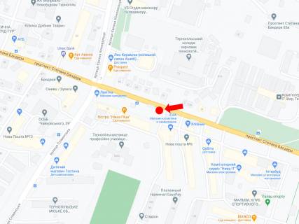 Білборд, Бігборд (Борд)  B у Тернополі, 3x6  Бандери пр., 79, біля магазину "Eva" схема