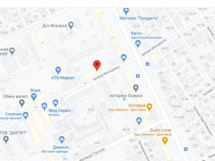 Видеоборд A в Боярке Молодіжна вул., 74, аптека "Вітамін", прайс за ролик 10 сек 1 вихід/5 хвилин, з 8:00-22:00. Розрахунок для інших параметрів трансляції уточнюйте у менеджера. - 301247 схема