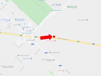 Билборд B в Киеве, 3x6  Траса Київ-Бориспіль, навпроти ресторону "Козацький стан", в сторону аеропорту "Бориспіль", гіпермаркету "Фоззі" схема