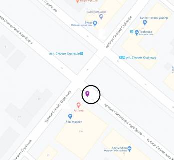 Скроллер A в Днепр (Днепропетровск), 3.14х2.32  вул. С. Стрільців (Артема) - вул. С. Хороброго (Чкалова), біля світлофора - 168929 схема