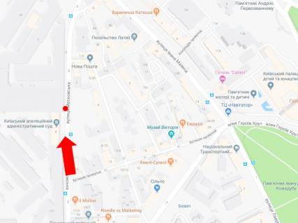 Ситилайт  в Киеве, 1.8x1.2  Князів Острозьких вул. (Московська)., 8, в сторону ст. м. «Арсенальна» схема