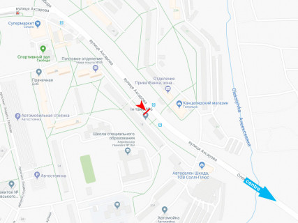 Билборд A в Харькове, 3x6  Ахсарова вул., 18, в центр схема