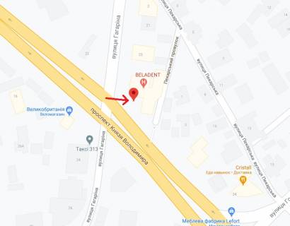 Видеоборд A в Белой Церкви пр. Кн. Володимира перехрестя з вул. Гагаріна, центр Беладент - 294072 схема