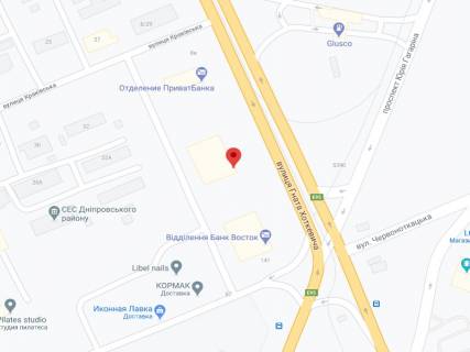 Видеоборд A в Киеве Хоткевича вул. (стара назва Червоногвардійська вул.), 10, аптека "Вітамін", прайс за ролик 10 сек 1 вихід/5 хвилин, на двосторонньому екрані, від 144 виходів на день. Розрахунок для інших параметрів трансляції уточнюйте у менеджера. - 301191 схема