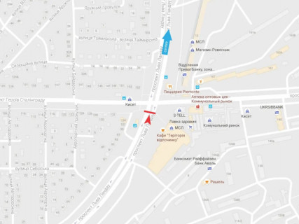 Билборд A в Харькове, 3x6  просп. Льва Ландау (50-річчя СРСР). - Байрона (кол. Героїв Сталінграда) пр., 136д, в центр схема