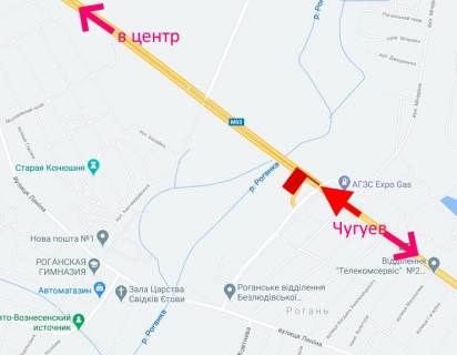 Білборд, Бігборд (Борд)  A у Рогані, 3x6  Траса Харків - Ростов-на-Дону (М03) - смт Рогань, (3), виїзд з міста схема