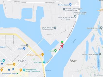 Билборд B в Киеве Набережно-Рибальська вул., 28, з центру, в сторону Північного мосту схема