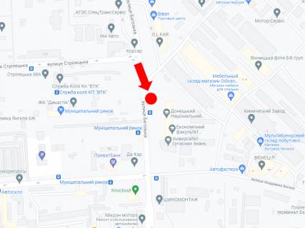 Билборд B в Виннице, 3x6  Батозька вул. (кол. Кірова вул.) - вул. Янгеля (колишня Фрунзе), коло супермаркету "Епіцентр", в центр схема