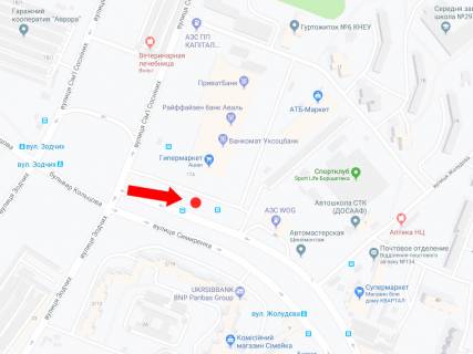 Билборд  в Киеве, 3x6  Симиренка вул., 17 - вул.Сім'ї Сосніних, біля супермаркету "Ашан", в сторону супермаркету "Сільпо" схема