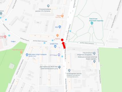 Скроллер B в Киеве, 2.3x3.14  Теліги вул., 13/14 - вул. Дорогожицька, на світлофорі, в сторону ст. м. "Дорогожичі" - 470182 схема