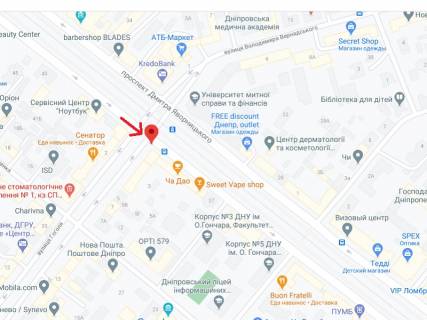 Ситилайт A в Днепр (Днепропетровск), 1.2х1.8  пр. Дмитра Яворницького (Карла Маркса) - вул. Гоголя схема