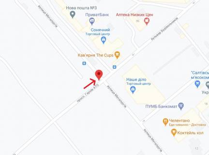 Билборд B в Каменское (Днепродзержинск), 6х3  просп. Металургів - просп. Героїв АТО схема