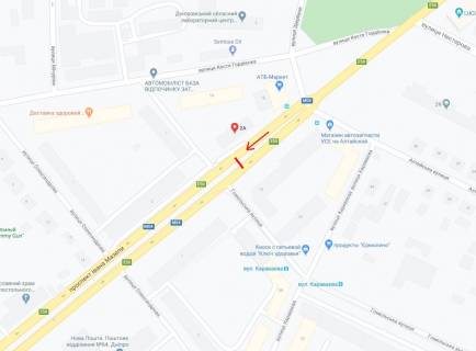 Билборд A в Днепр (Днепропетровск) Івана Мазепи пр. (кол. Петровського пр.), 2а, на розподільчій смузі, в сторону вул Александрова схема