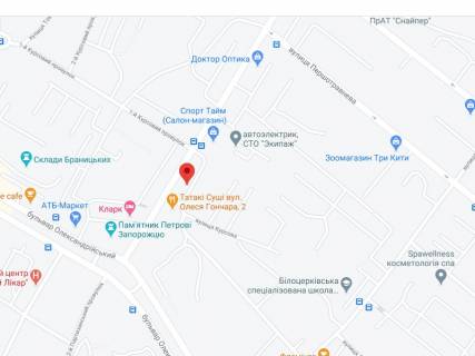 Видеоборд A в Белой Церкви Гончара вул., 6, аптека "Мед Сервіс", №К017, прайс за ролик 10 сек 1 вихід/5 хвилин, з 8:00-22:00. Розрахунок для інших параметрів трансляції уточнюйте у менеджера. - 301233 схема