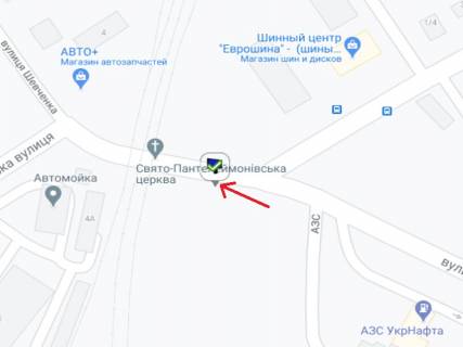 Билборд B в Кременчуге Велика Набережна вул. (колиш. 50-річчя СРСР вул.) - Кучми вул. - Шевченко вул., верхній схема