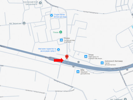 Билборд B в Житомире, 3x6  Незалежності (Ватутіна) пр.  - Отаманів Соколовських (Генерала Потапова ) вул., в бік вокзалу, біля супермаркету "Екомаркет", на світлофорі схема