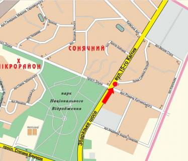 Billboard A in Ternopil, 3x6  15-go Kvitna st. / Kupcins'kogo st., bila TC "Mandarin", supermarketu "Sil'po" scheme