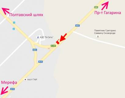 Билборд A в Высоком, 3x6  Сімферопольське шосе, с. Високий, пост ДАІ, (10), виїзд з міста схема