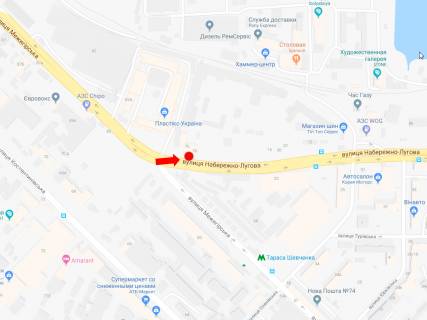 Бэклайт B в Киеве, 2.3x3.14  Набережно-Лугова вул. - вул. Межигірська, в центр схема