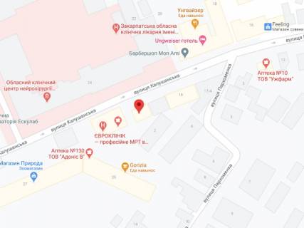Видеоборд A в Ужгороде Капушансська вул., 21, аптека "Мед Сервіс", №Л059, прайс за ролик 10 сек 1 вихід/5 хвилин, з 8:00-22:00. Розрахунок для інших параметрів трансляції уточнюйте у менеджера. - 301568 схема