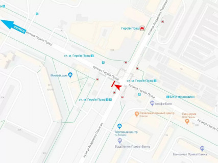 Billboard B in Kharkiv, 3x6  Нескорених (кол. Героїв Праці) вул. - Павлова вул., в центр scheme