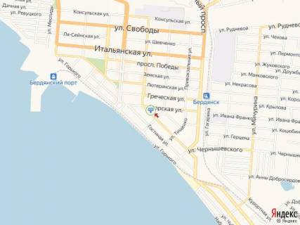 Билборд B в Бердянске Лиепайская ул., 14 - Первомайская ул. схема