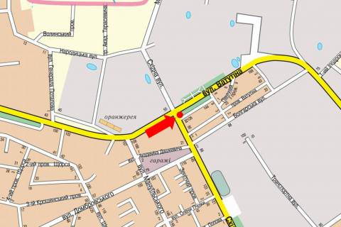Билборд A в Житомире, 3x6  Незалежності пр. (кол. Ватутіна вул.), 126 / Східна вул., біля супермаркету "METRO" схема