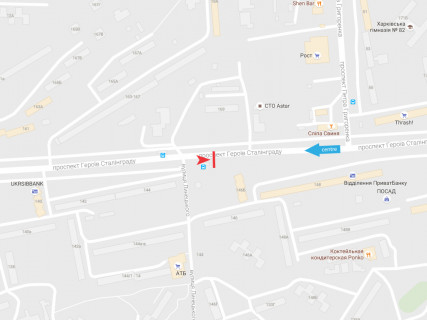 Билборд A в Харькове, 3x6  Байрона (кол. Героїв Сталінграда) пр., 146б, з центру схема