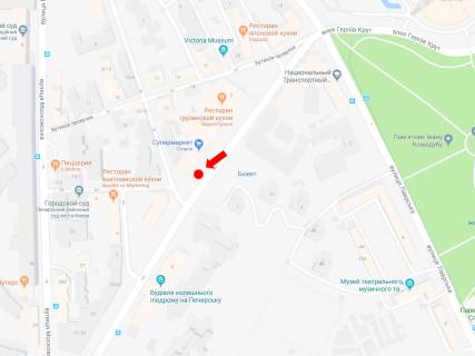 Ситилайт  в Киеве, 1.8x1.2  Омеляновича - Павленка вул. (колиш. Суворова), біля супермаркету "Сільпо", в сторону пл. Л.Українки схема