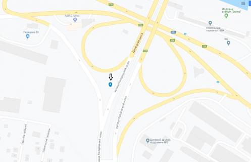 Billboard A in Dnipro (Dnipropetrovsk) z'izd z Kajdac'kogo mostu na Pravij bereg scheme