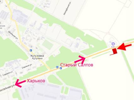 Билборд B в Кутузівці, 3x6  Салтівське шосе - с. Кутузовка, (3), у бік м. Харків схема